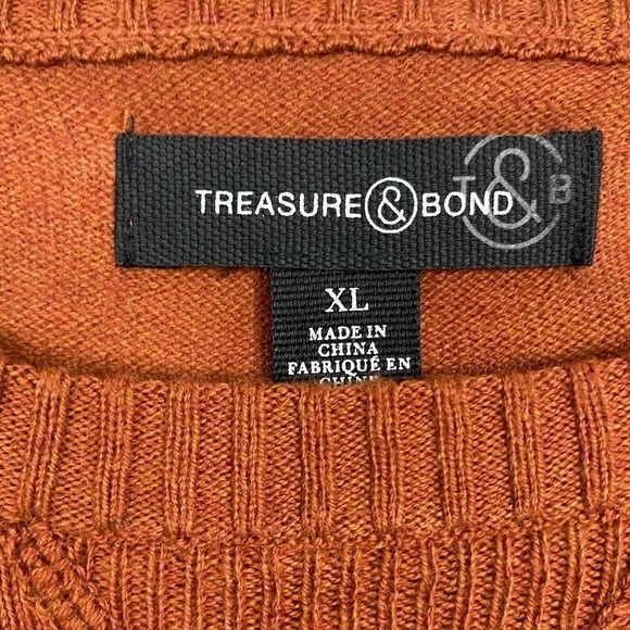 Treasure & Bond Men’s Cotton & Cashmere Crew Sweater in Rust Aragon Oil Size XL - Picture 4 of 7